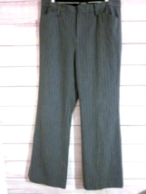 Eddie Bauer Mercer Fit Women&#39;s Size 10 Dress Work Pants Gray Black Pin Strip - £12.75 GBP
