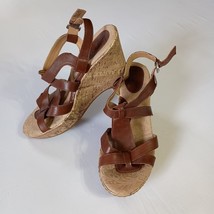 B.O.C. Women&#39;s Size 9 Wedge Cork Heel Brown Outdoor Strappy Casual Sandals - $24.98 CAD