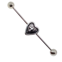 Sacred Heart Cross Scaffold Piercing Barbell 316L Steel Industrial Bar Jewellery - £5.82 GBP