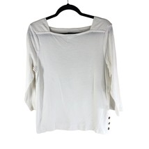 Chicos Womens The Ultimate Tee Boat Neck Button Detail White Size 1 US M - $5.94