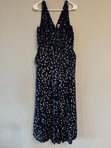 KATE SPADE 10 Navy Blue Silver Dot Embellished Jumpsuit Pant Dress Silk ... - $178.19