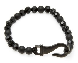 Ed Jacobs by Degs &amp; Sal Mens Black Faceted Beaded w Studs 8.5&quot; Bracelet NWT - £19.91 GBP