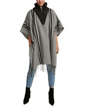 Steve Madden Womens Stiped Puffcho Poncho Grey One Size Fits Most $98 - Nwt - £14.38 GBP