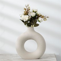 Circular Matte Hollow Donut Flower Vases Decorative Minimalist Modern Nordic - £25.13 GBP