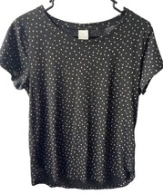 H&amp;M Womens Black Splotch Blouse Size XS Round Neck Cap Sleeve - £9.13 GBP