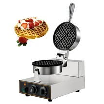 VEVOR Commercial Round Waffle Maker Nonstick 1100W Stainless Steel 110V Tempera - $126.34