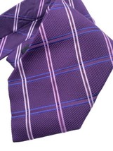Jones New York Silk Tie Necktie Purple Pink Blue Grid Windowpane Check P... - £29.23 GBP