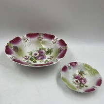 Set 2 Antique TL Bavaria Serving Bowl 10.25 w &amp; Berry bowl Floral - $67.72