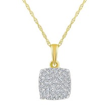 0.25CT Diamante Auténtico Amortiguador Racimo Colgante Cadena 14K Amarillo Oro - £168.12 GBP