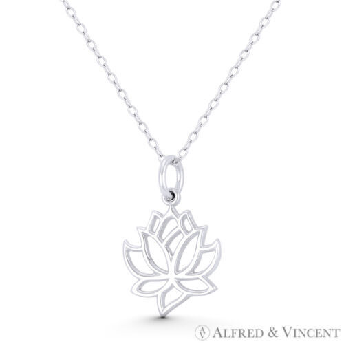 Primary image for Lotus Flower Charm Buddhist Buddhism Symbol Boho Pendant in .925 Sterling Silver