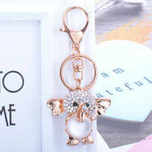 Fashion crystal keychain pearl elephant key ring bag pendant charm jewelry - £10.35 GBP