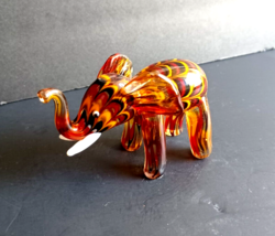 Lenox Black Orange &amp; Red Stripe Art Glass Elephant Figurine - £27.69 GBP