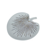 Antiqued White Tropical Fan Palm Leaf Decorative Ceramic Plate - £31.06 GBP