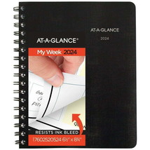 AT-A-GLANCE QuickNotes 2024 Weekly Monthly Planner Black Medium 6 12 x 8 34 - £28.02 GBP