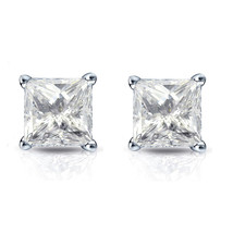 3 CT Princess Simulated Diamond Solitaire Stud Earrings 14K White Gold Plated - £56.75 GBP