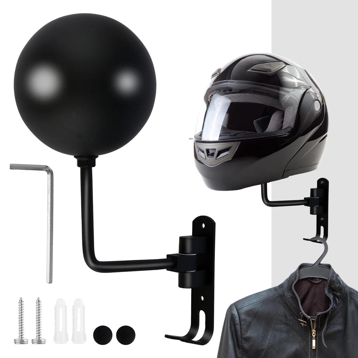 1/2Pcs Motorcycle Helmet Rack Wall Mount Stain Steel Helmet Holder 180° Rotation - £17.09 GBP+