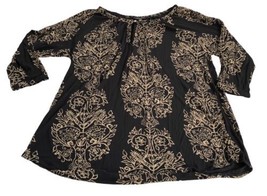 Lucky Brand Top Blouse Women&#39;s Plus 1X 3/4 Sleeve Popover Pullover V-Neck - £13.34 GBP