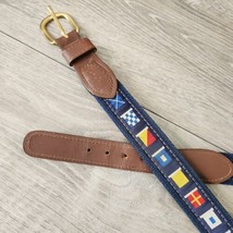 ZEP-PRO Vintage USA made NAUTICAL Sailing Flags Webbing Leather Belt Siz... - $37.51