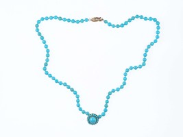 Vintage 14k gold Turquoise beaded necklace - $777.15