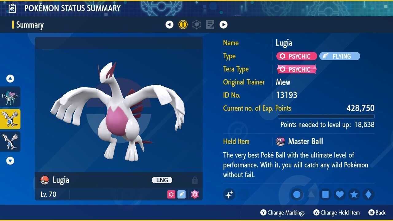 Ultra Shiny 6IV Bold Multiscale Lugia Pokemon Scarlet/Violet Indigo Disk