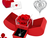 Mothers Day Gift for Mom Wife, Preserved Red Real Rose Birthstone Neckla... - £31.82 GBP