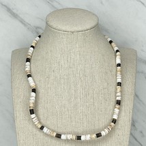White and Brown Shell Beaded Necklace - £5.53 GBP