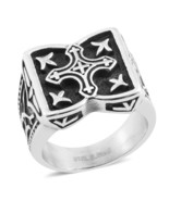 Black Oxidized Stainless Steel Men&#39;s Cross Ring (Sz 11) New in Gift Box!... - $14.40