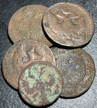 1730-1740 Russie Impératrice Anna I Ioannovna Cuivre Denga Ou Kopeck Pièce - $7.92