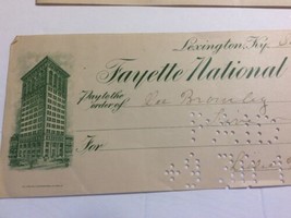 Vintage 1905 To 1916 Fayette  National Bank Checks Vintage Ephemera Lexington Ky - £14.35 GBP