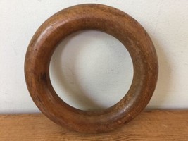 Vtg Anique Primitive Handcarved Maple Hardwood Circle Knitting Sewing To... - $29.99