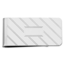 Rhodium-plated Kelly Waters Etched Diagonal Lines Money Clip - £46.98 GBP