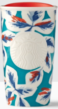 *Starbucks 2016 Teal Leaves Double Wall Traveler Tumbler NEW WITH TAG - £22.79 GBP