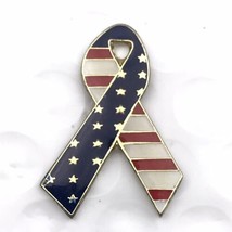 Patriotic Ribbon Pin Red White Blue USA Support Veterans Awareness - £7.93 GBP