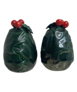 Vintage Lefton Green Christmas Holly Berry Leaf Salt and Pepper Shakers ... - $19.22 CAD