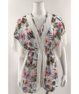 Miken Swimsuit Cover Up Juniors Lace Trim Caftan White Floral Size Mediu... - $617.46 MXN