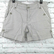 Bill Blass Jeans Womens Shorts 6 Tan Cream Striped Shorts Stretch Cuffed Pockets - £15.63 GBP