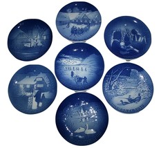 Bing & Grondahl B&G Set of 7 Blue & Wht Christmas 1970's Collector Plates - $54.00
