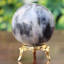 220g! 50mm dia Superb fantastic Grey Kyanite Sphere Ball with Stand - £43.58 GBP
