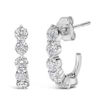 Elegant 14k White Gold Hoop Stud Earrings with Lab Grown Diamonds - £1,053.28 GBP