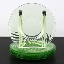 Hocking Spiral Green Bread Plates 6 pc Set, Vintage Depression Glass She... - £23.59 GBP