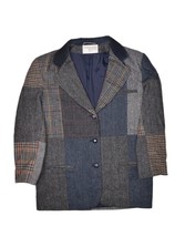 International Scene Wool Patchwork Coat Womens 12 L Blazer Tweed Jacket - £52.46 GBP