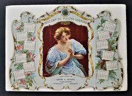 1902 Antique Calendar Allentown Pa Henry Peters Ad Druggist Victorian Art Lady - £73.95 GBP