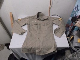 Vintage WWII Army Military Khaki Tan Official Dress Uniform Patch Shirt 40915 - £80.92 GBP