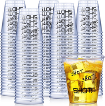 Nuogo 200 Pack Plastic Shot Glasses 2 Oz Hard Plastic Disposable Cups Cl... - £24.70 GBP