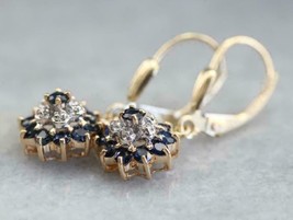 2.50Ct Simulated Blue Sapphire Diamond Earrings 14K Yellow Gold Plated - £53.93 GBP