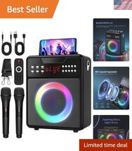 Portable Karaoke Machine with 2 Wireless Microphones &amp; Colorful Lights Show - $85.35