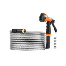 VEVOR Metal Garden Hose 25 ft, Rust Proof Stainless Steel Water Hose, 10... - $21.99