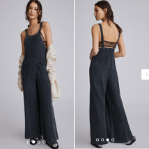 Anthropologie Gauzy Overalls Wide Leg Mineral Wash Black M - $1,339.20 MXN