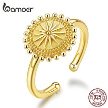 bamoer Sun Compass Finger Rings Gold Color Adjustable Ring 925 Sterling Silver F - £15.07 GBP