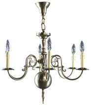 Chandelier Flemish Eagle Motif 6-Light 6-Arm Nickel Tone Metal 1950 Candelabra - £552.87 GBP